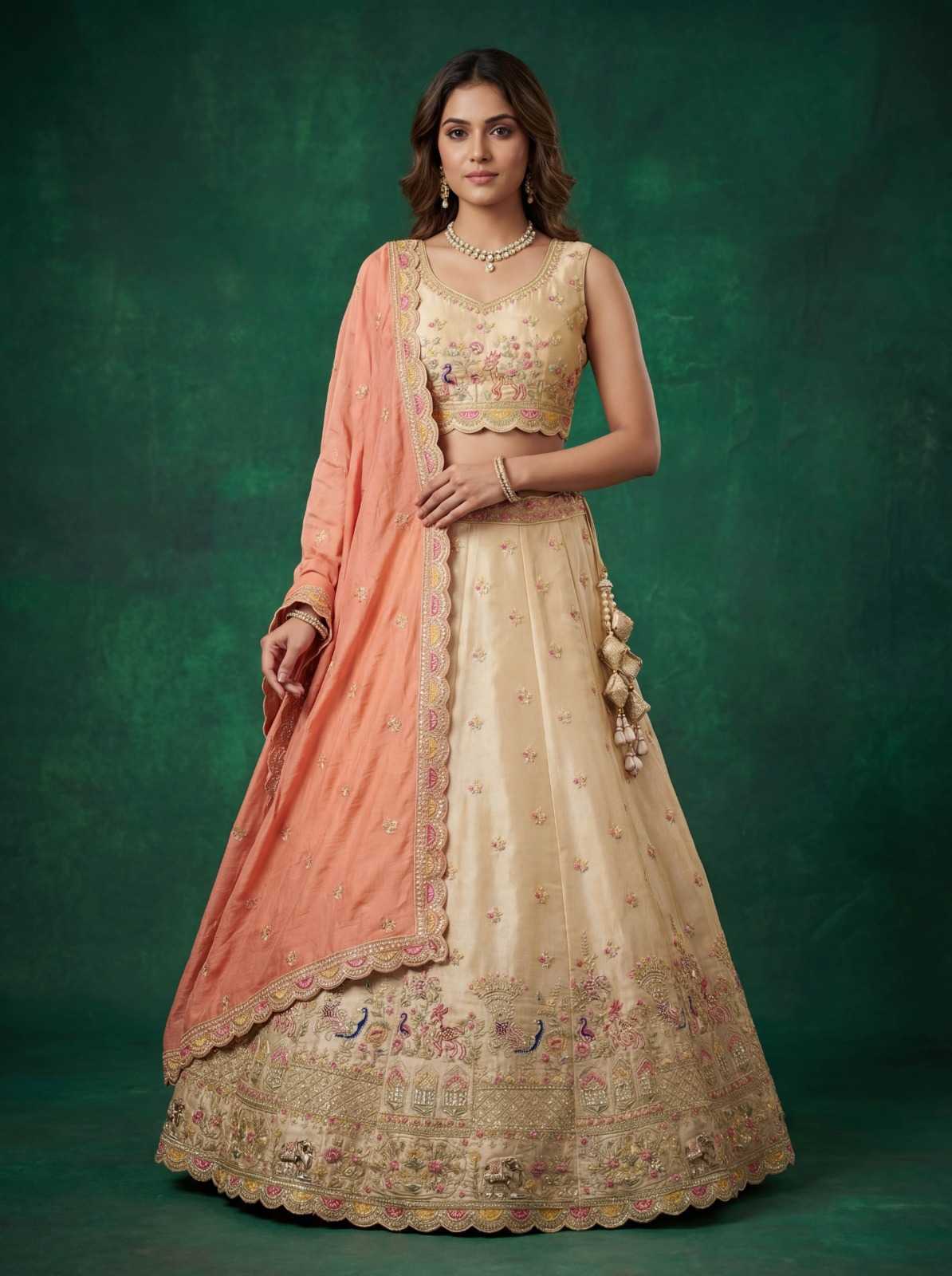 YNF Wholesale Tissue Embroidered Lehenga  | Surat Manufacturer