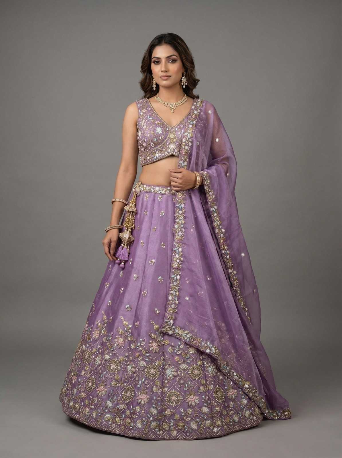 YNF Wholesale Tissue Embroidered Lehenga  | Surat Manufacturer