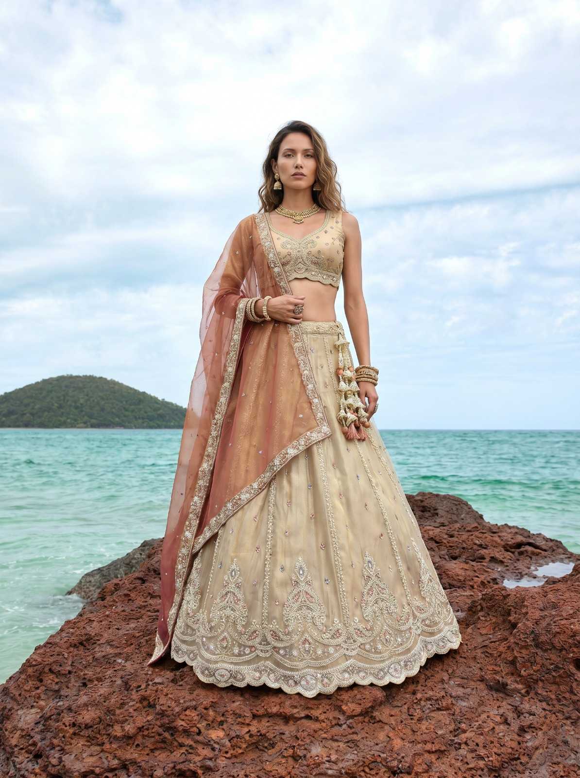 YNF Wholesale Tissue Embroidered Lehenga KESH530 6341 | Surat Manufacturer