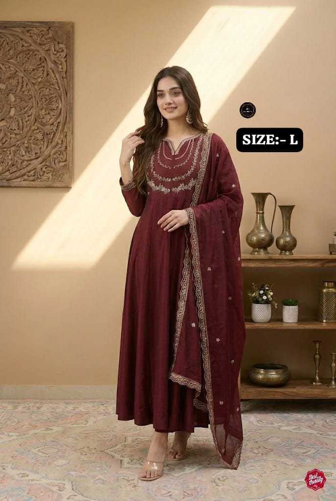 YNF Wholesale Vichitra Silk Embroidered Kurtis KESH536 3509 | Surat Manufacturer