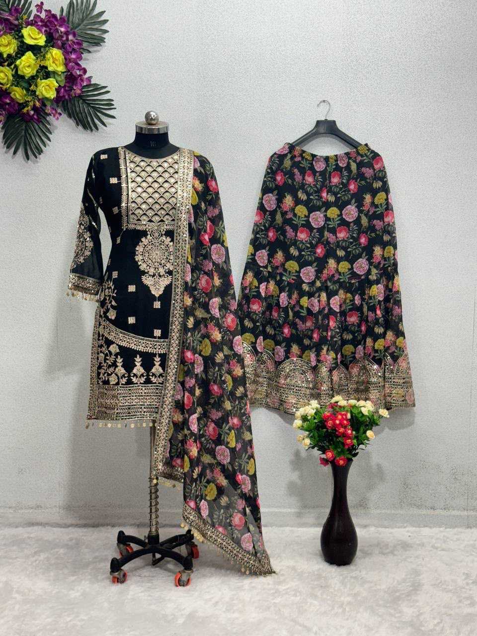 YNF Wholesale Chinon Silk Palazzo Suit  | Surat Manufacturer