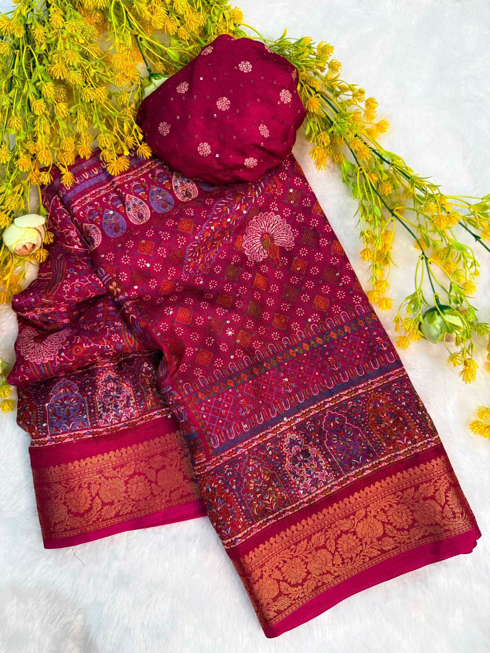 YNF Wholesale Pure Silk Printed Silk Saree  | Surat Manufacturer