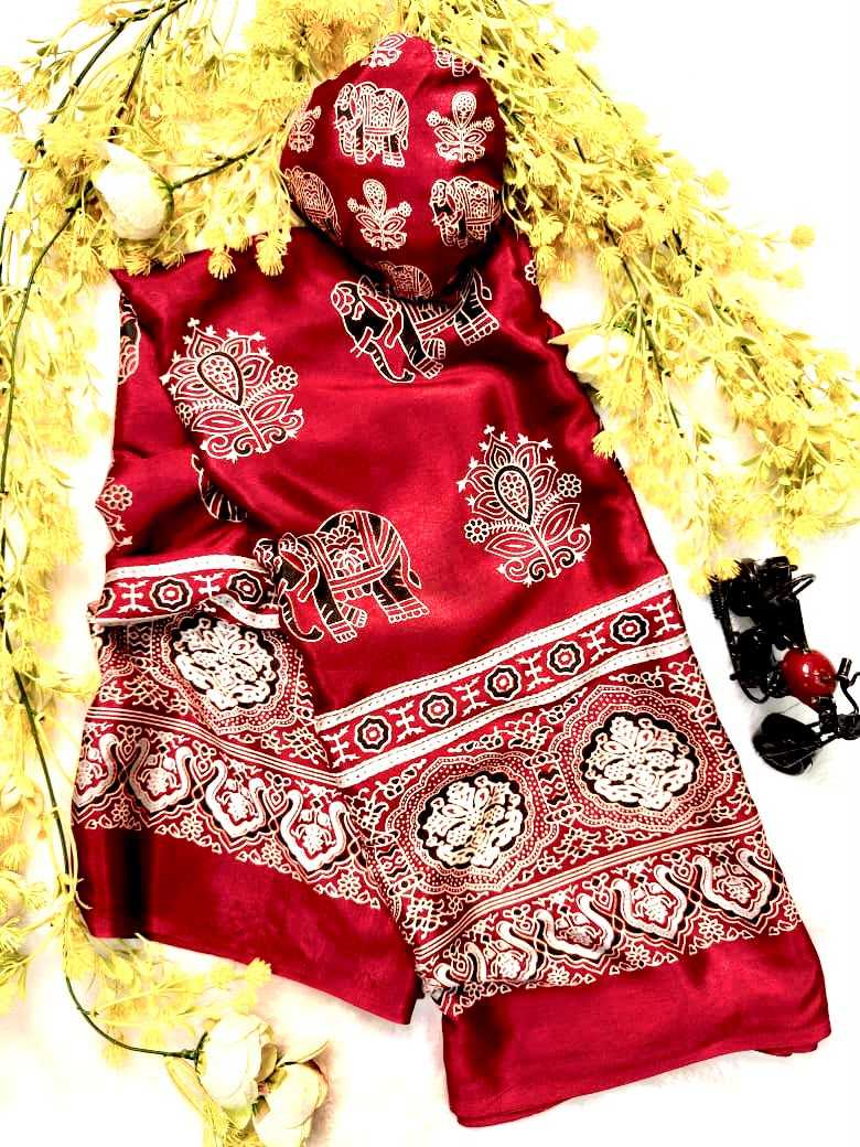 YNF Wholesale Crepe Silk Ajrakh Sarees  | Surat Manufacturer