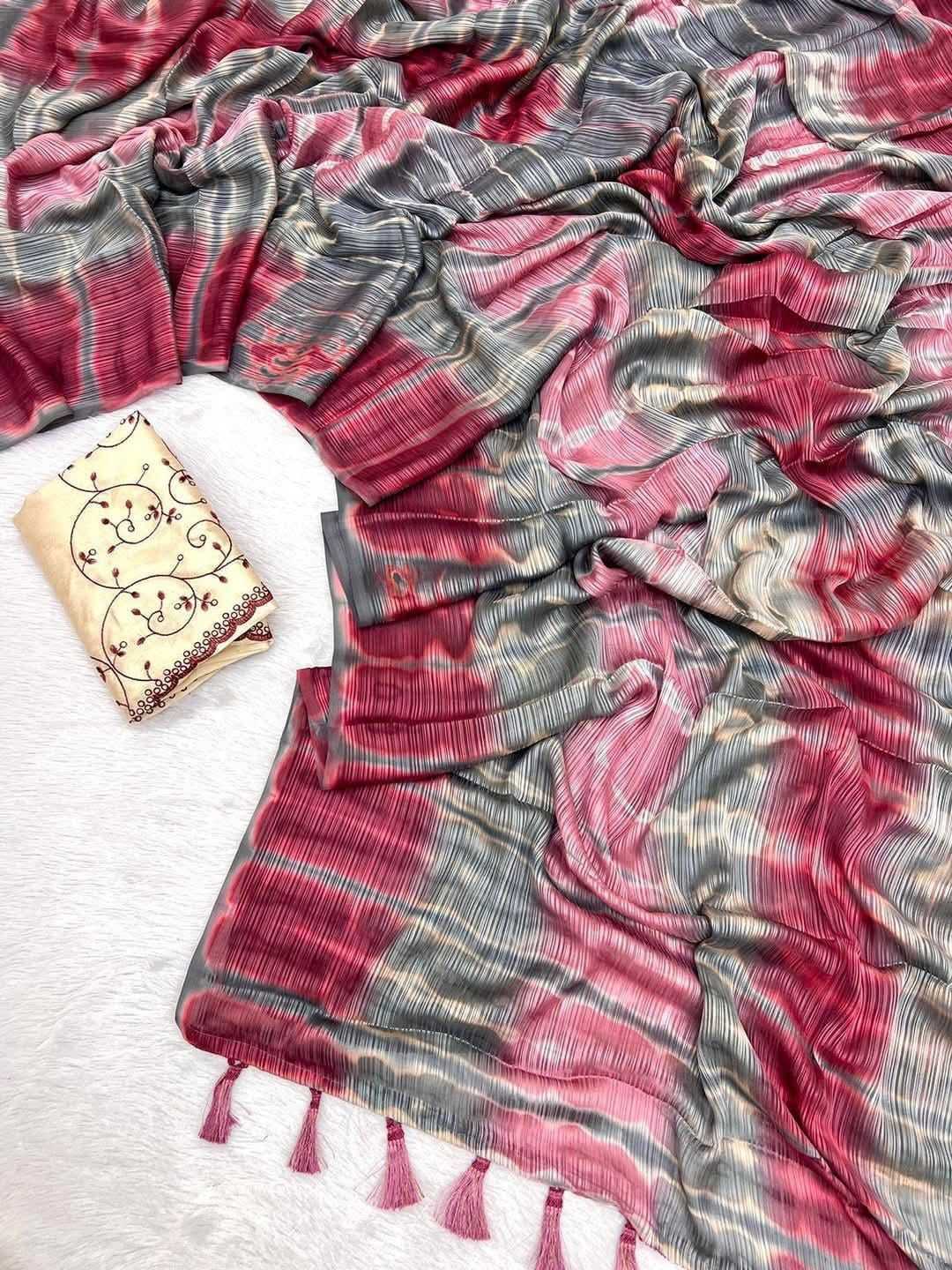 YNF Wholesale Chiffon Printed Silk Saree  | Surat Manufacturer