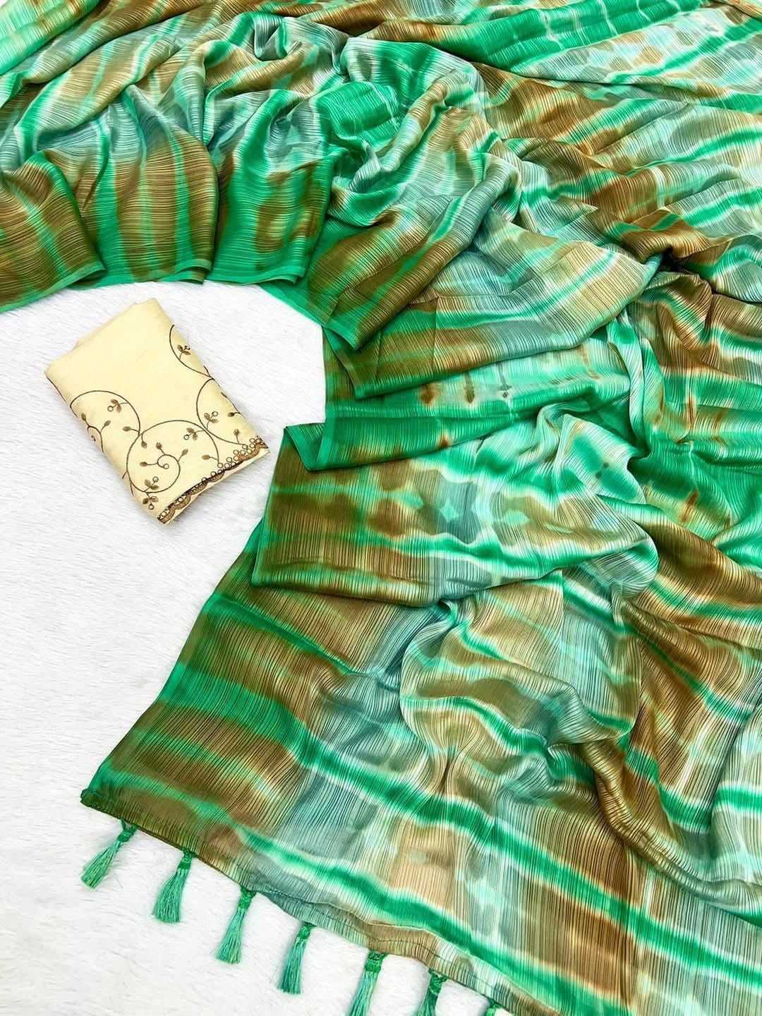 YNF Wholesale Chiffon Printed Silk Saree  | Surat Manufacturer