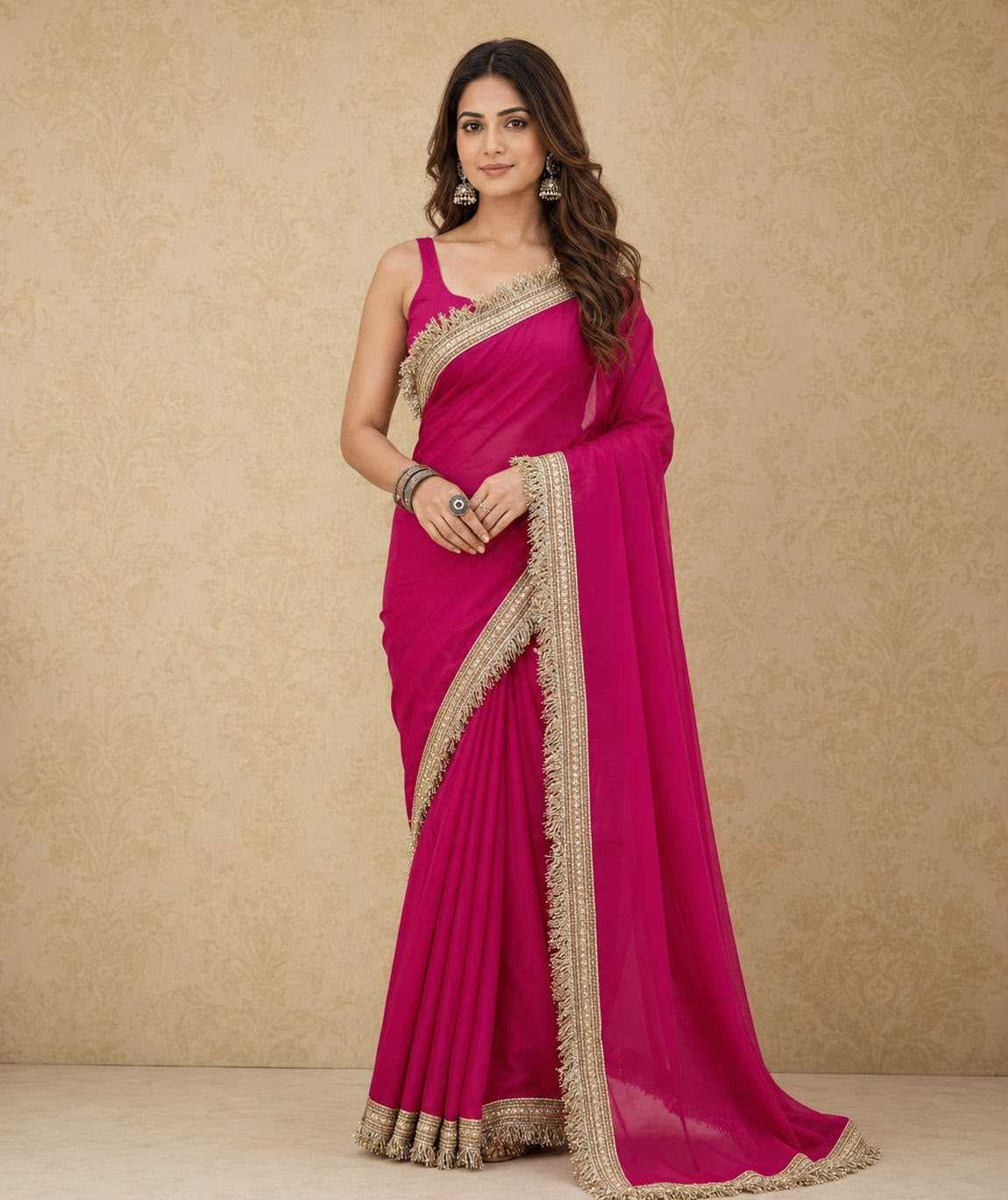 YNF Wholesale Georgette Ready To Wear Sarees KESH577 FURR LACE | Surat Manufacturer