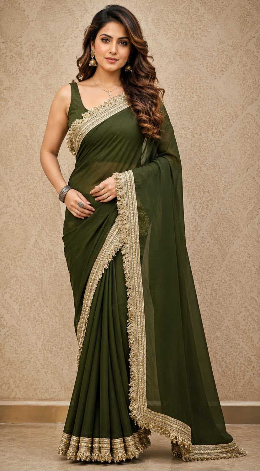 YNF Wholesale Georgette Ready To Wear Sarees KESH577 FURR LACE | Surat Manufacturer