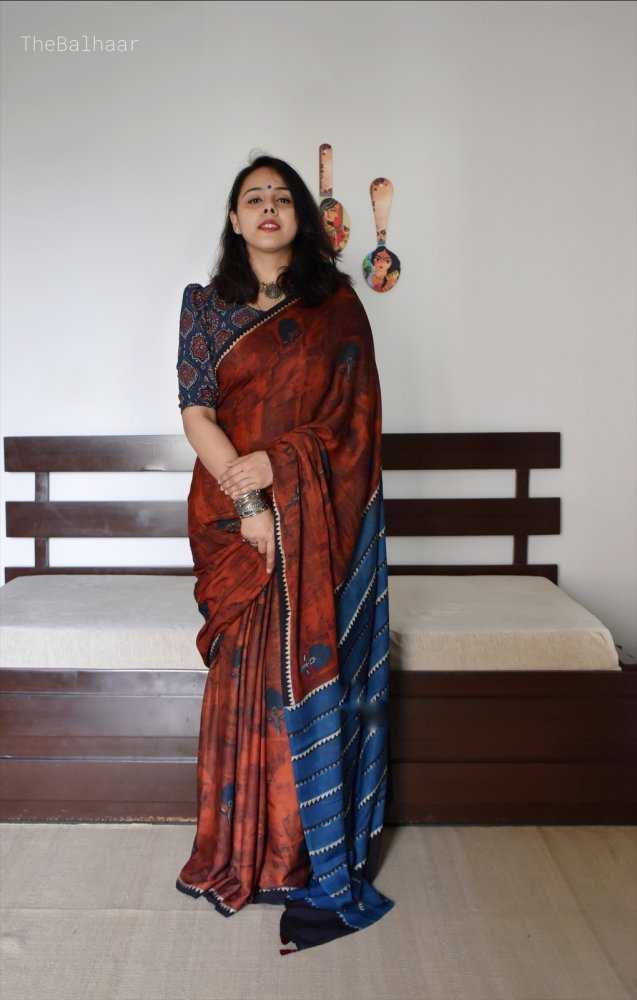YNF Wholesale Muslin Silk Soft Silk Sarees KESH583 Ajrakh | Surat Manufacturer