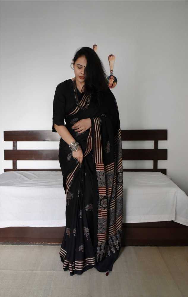 YNF Wholesale Muslin Silk Soft Silk Sarees KESH583 Ajrakh | Surat Manufacturer