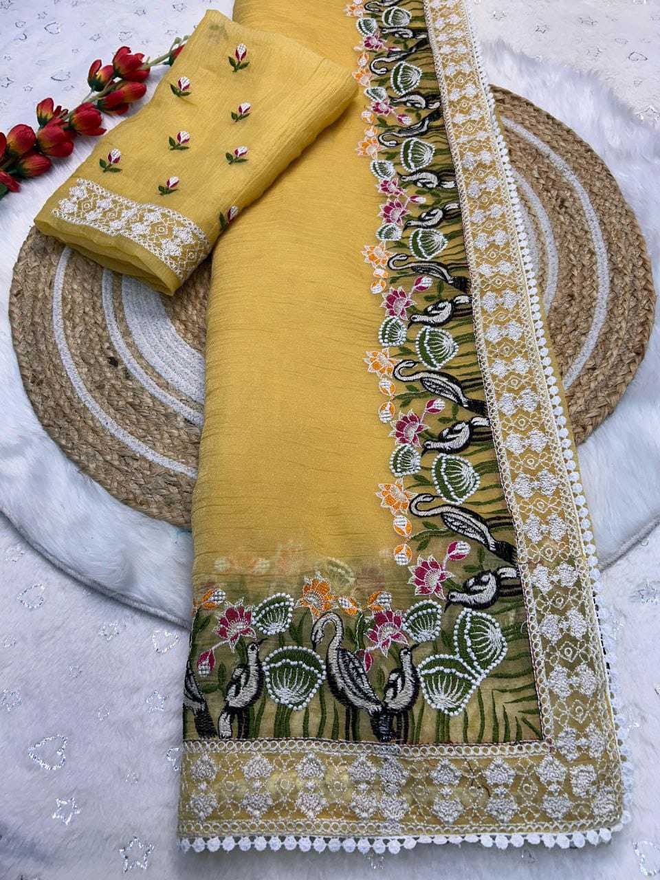 YNF Wholesale Crush Silk Fancy Sarees  | Surat Manufacturer