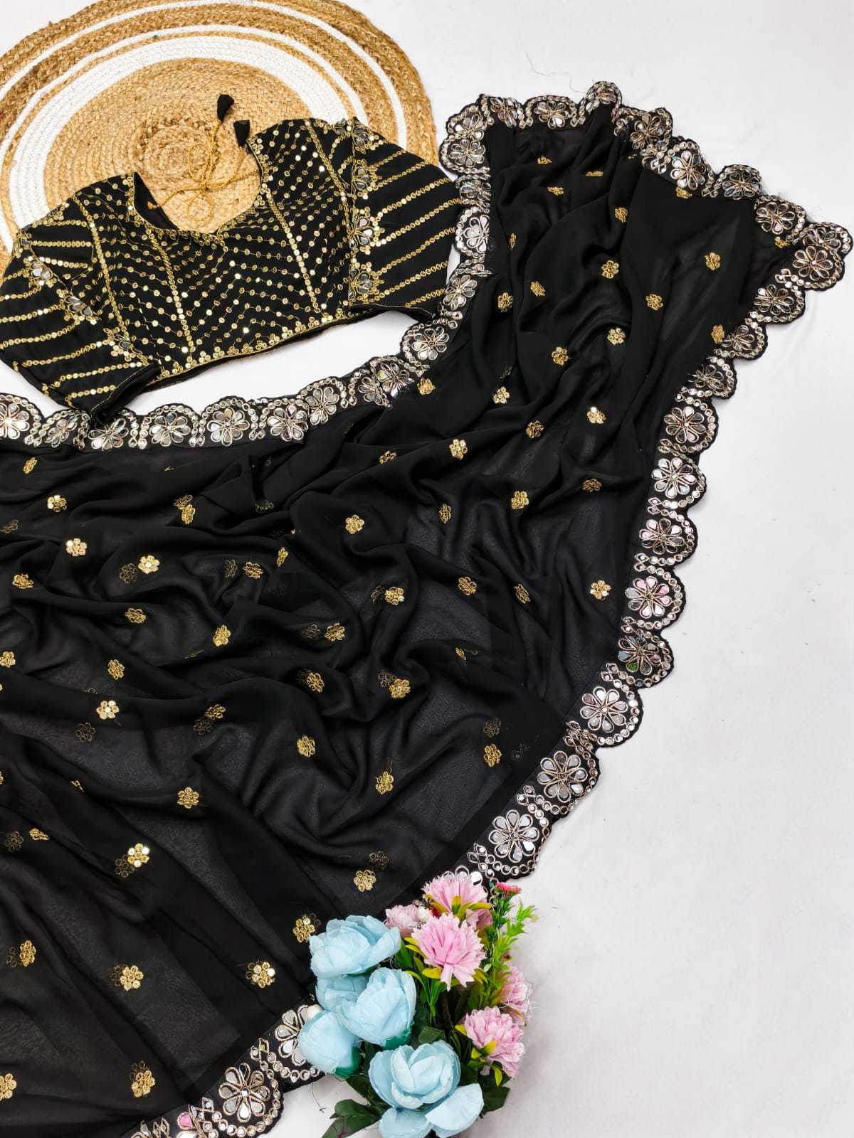 YNF Wholesale Faux Georgette Georgette Sarees  | Surat Manufacturer