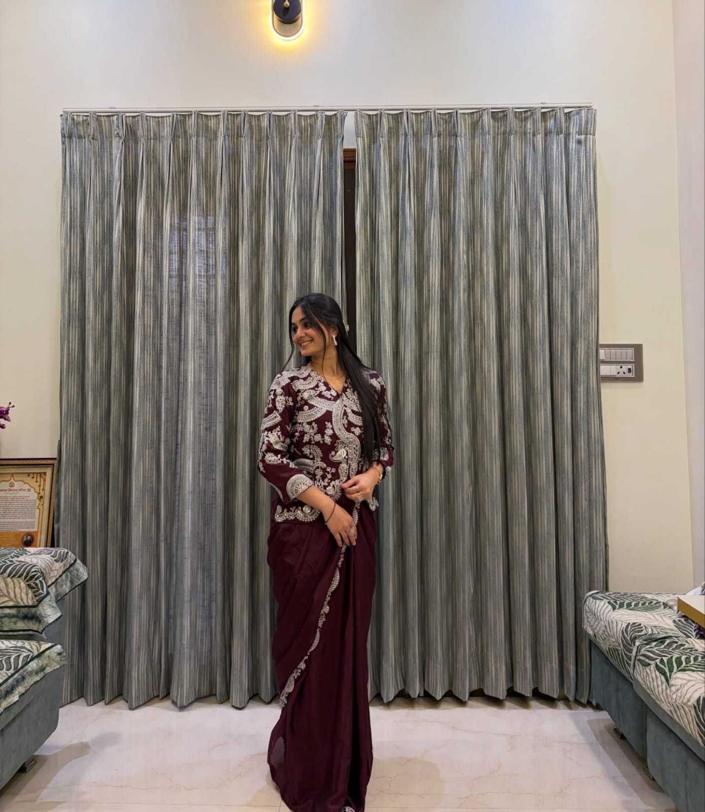 YNF Wholesale Chinon Ready To Wear Sarees  | Surat Manufacturer