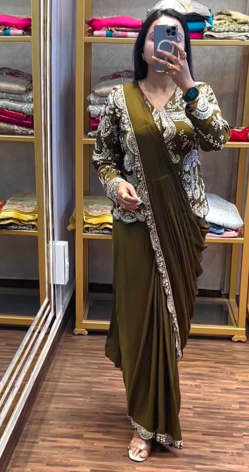 YNF Wholesale Chinon Ready To Wear Sarees  | Surat Manufacturer