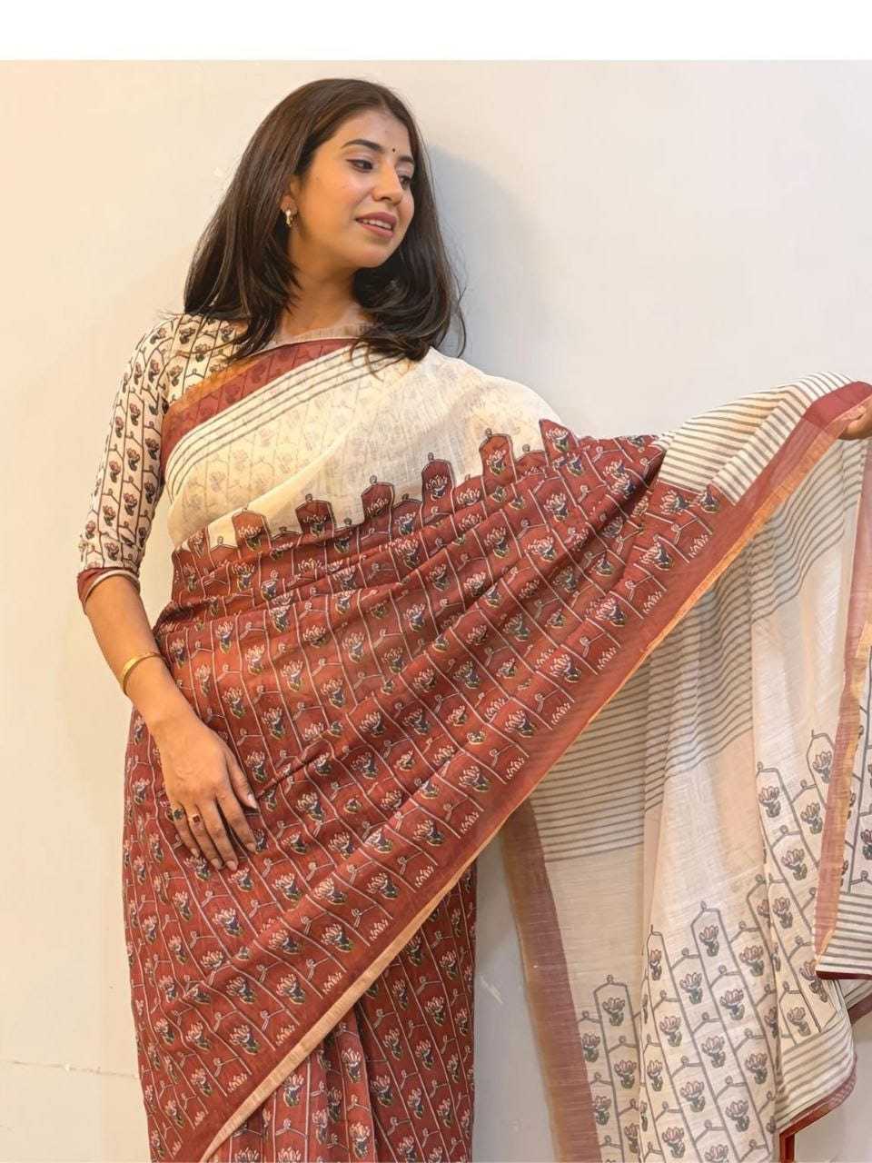 YNF Wholesale Linen Printed Sarees  | Surat Manufacturer