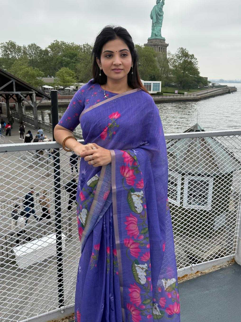 YNF Wholesale Linen Printed Sarees  | Surat Manufacturer