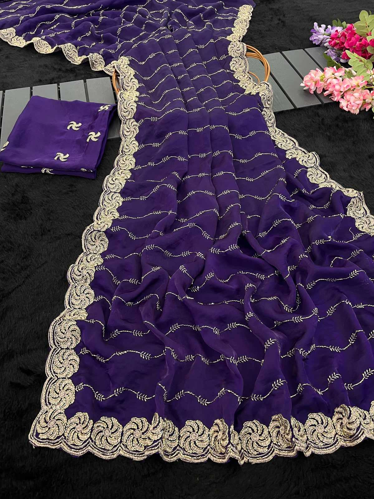 YNF Wholesale Satin Embroidered Sarees KESH610 840 | Surat Manufacturer