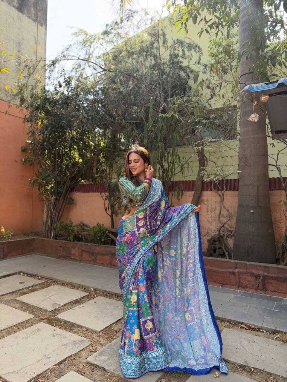 YNF Wholesale Chinon Silk Mirror Work Saree  | Surat Manufacturer