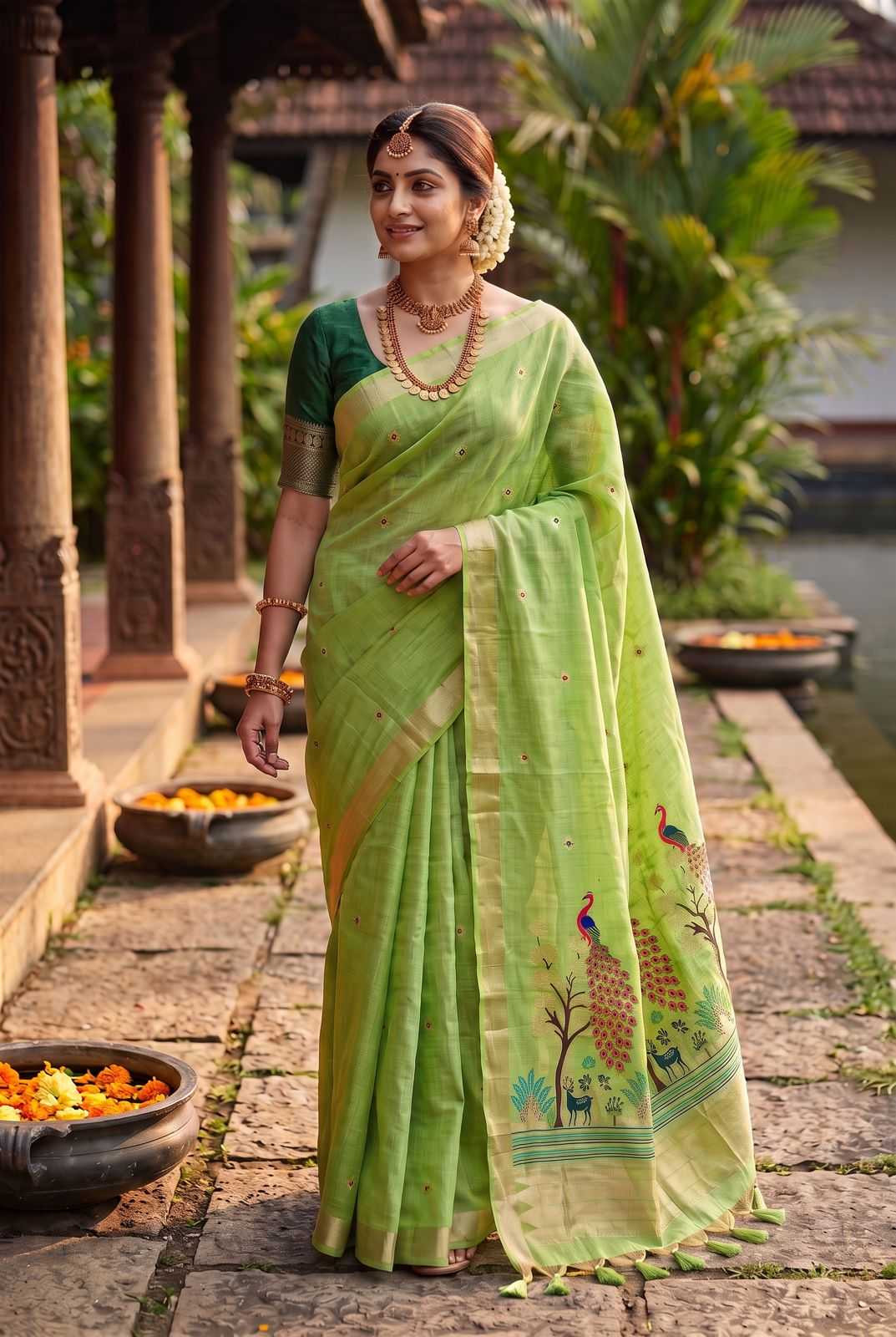 YNF Wholesale Cotton Zari Border Sarees KESH634 Vantara | Surat Manufacturer