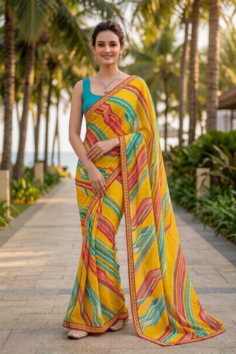 YNF Wholesale Georgette Designer Sarees  | Surat Manufacturer