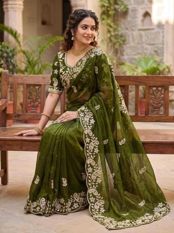 YNF Wholesale Satin Silk Sequence Sarees  | Surat Manufacturer