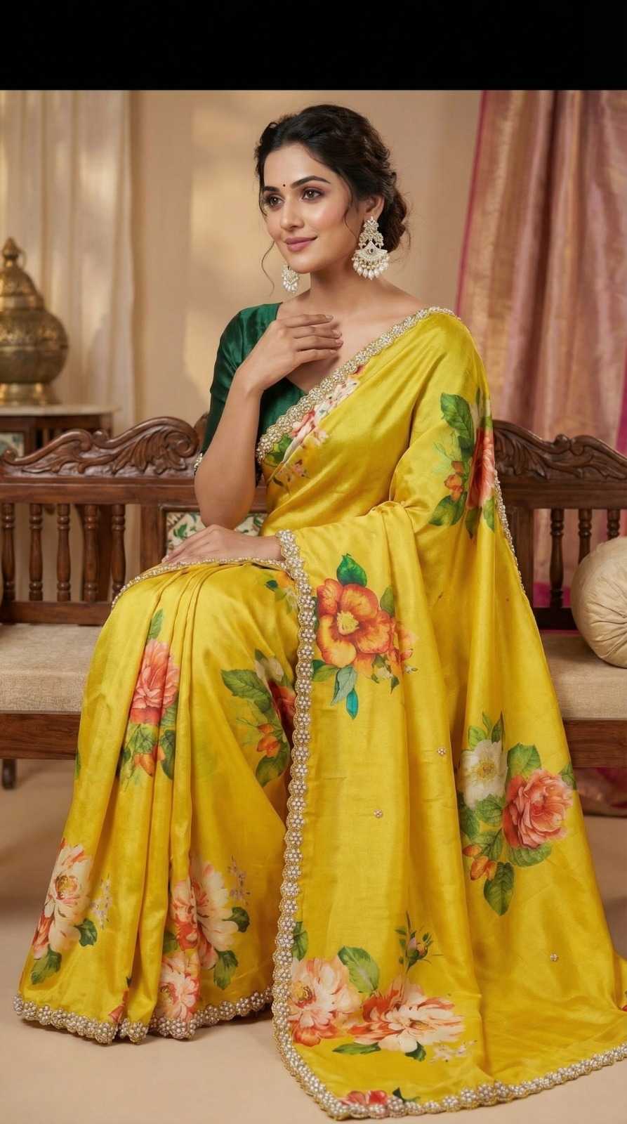 YNF Wholesale Chinon Printed Sarees  | Surat Manufacturer