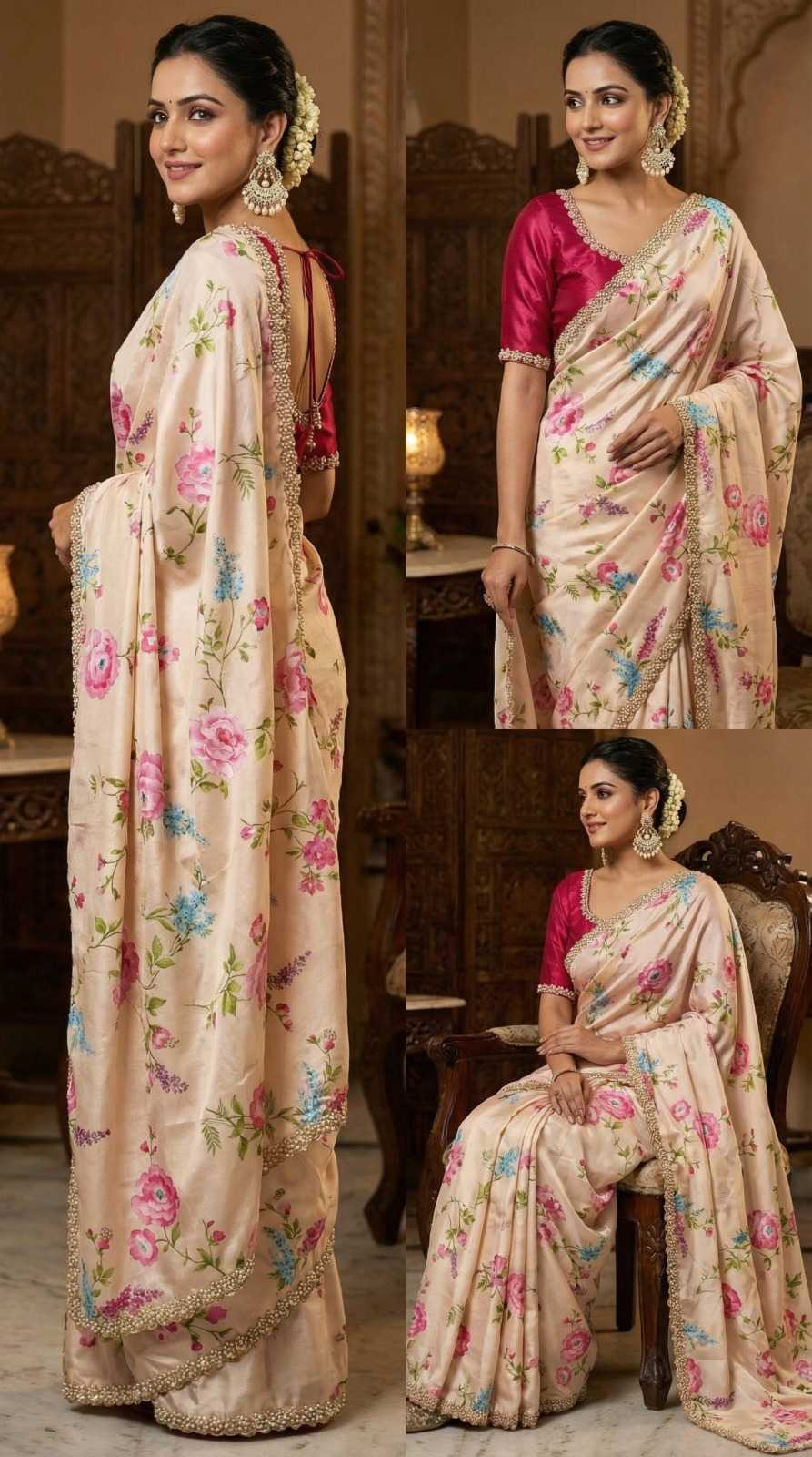 YNF Wholesale Chinon Printed Sarees  | Surat Manufacturer