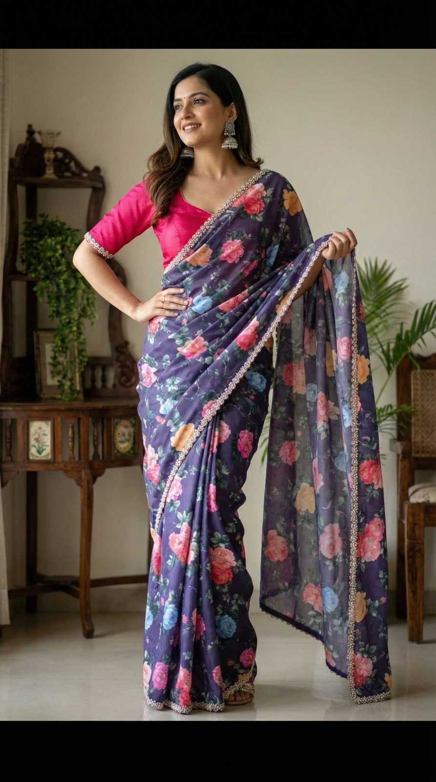 YNF Wholesale Chinon Printed Sarees  | Surat Manufacturer