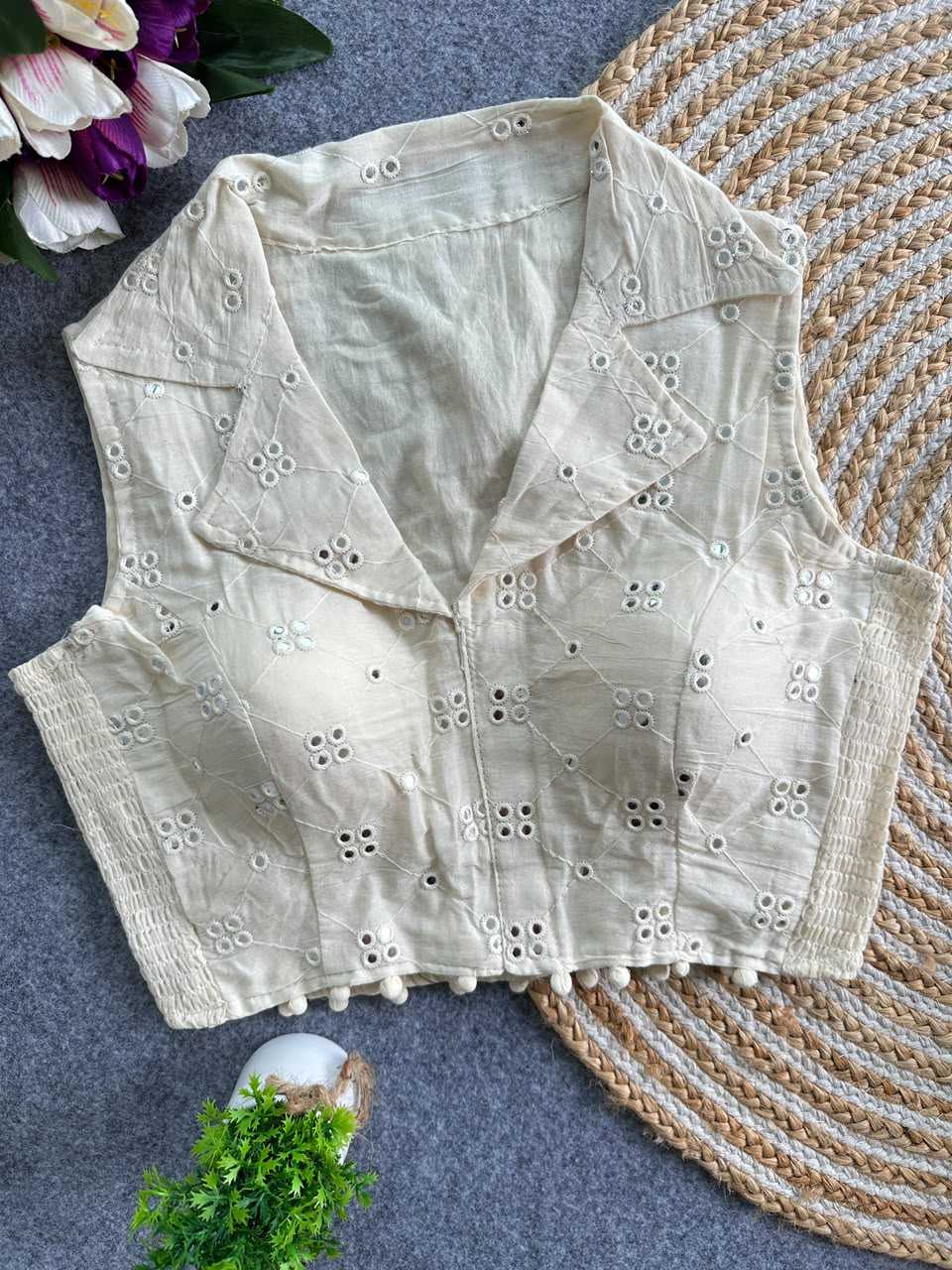YNF Wholesale Khadi Cotton Designer Blouse KESH653 Khadi Collar Elastic Blouse | Surat Manufacturer