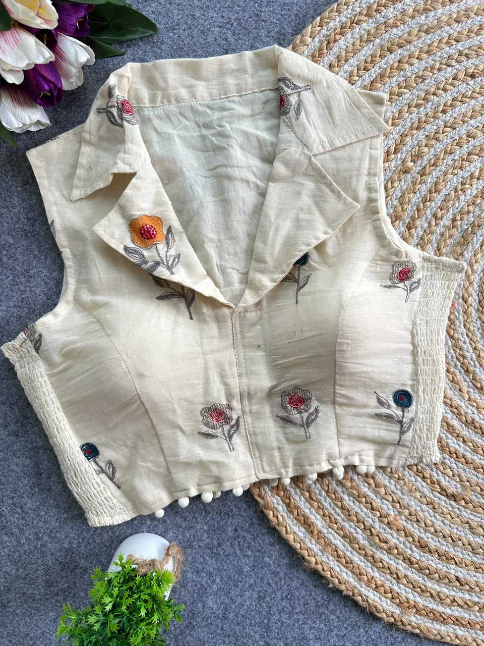 YNF Wholesale Khadi Cotton Designer Blouse KESH653 Khadi Collar Elastic Blouse | Surat Manufacturer