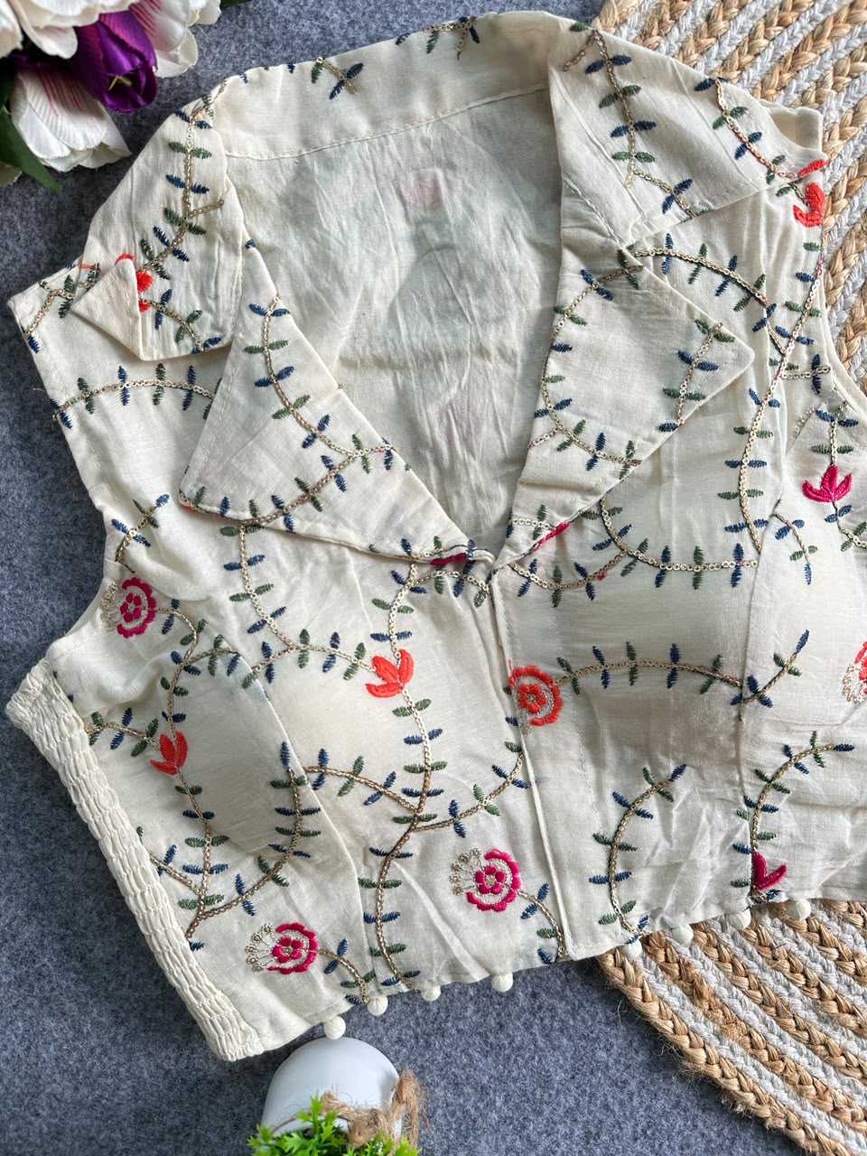 YNF Wholesale Khadi Cotton Designer Blouse KESH653 Khadi Collar Elastic Blouse | Surat Manufacturer