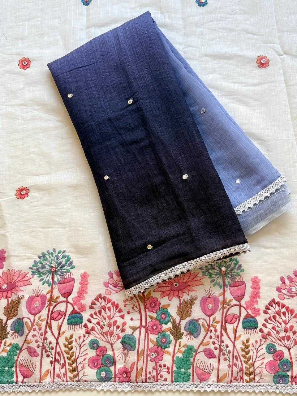 YNF Wholesale Linen Embroidered Sarees  | Surat Manufacturer