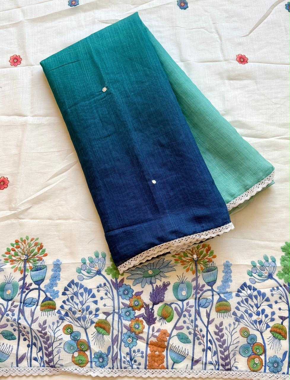 YNF Wholesale Linen Embroidered Sarees  | Surat Manufacturer