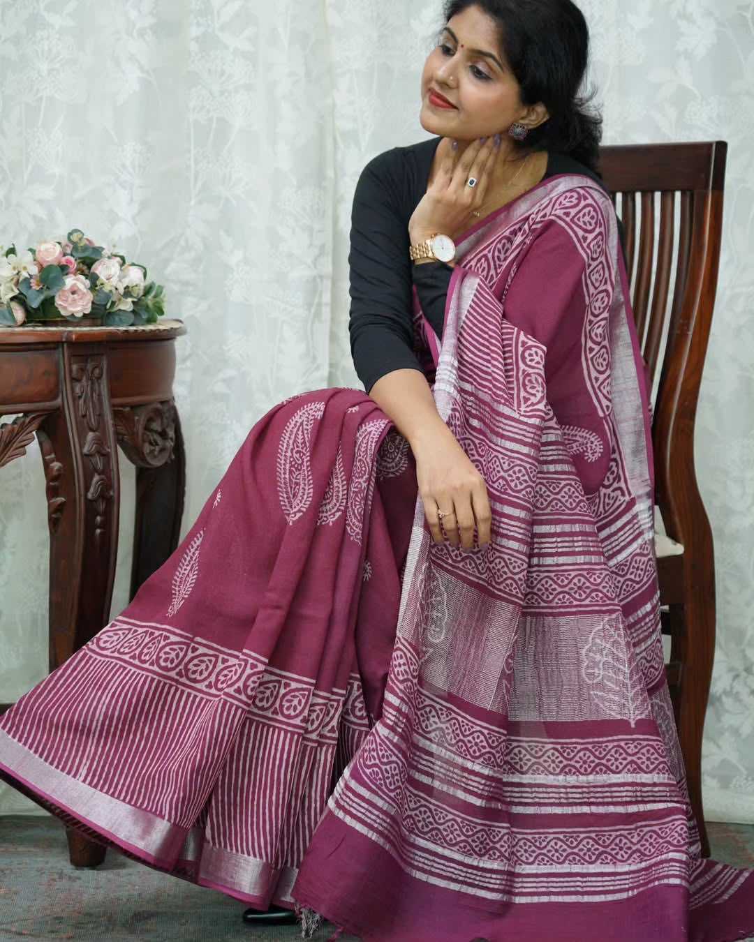 YNF Wholesale Linen Designer Sarees  | Surat Manufacturer