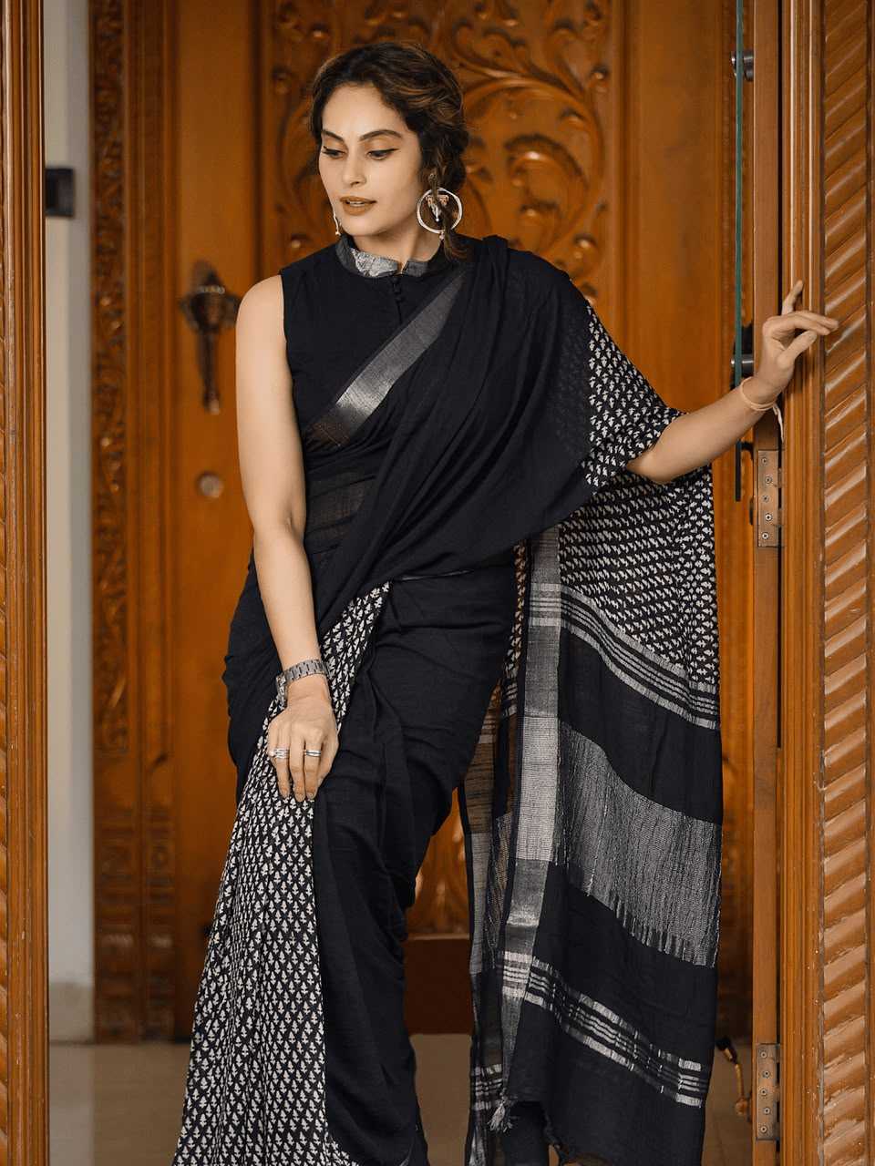 YNF Wholesale Linen Printed Sarees  | Surat Manufacturer