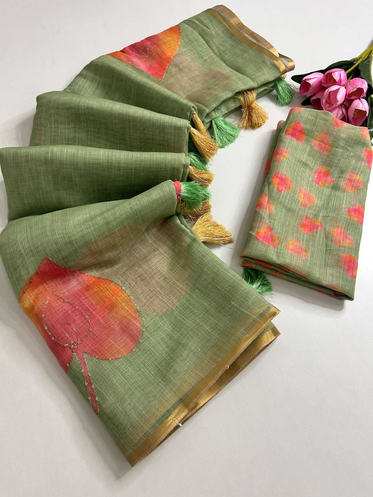 YNF Wholesale Linen Printed Sarees  | Surat Manufacturer