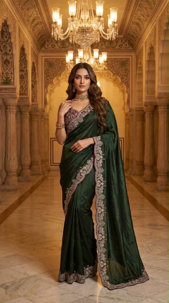 YNF Wholesale Satin Embroidered Sarees KESH709 ICH | Surat Manufacturer