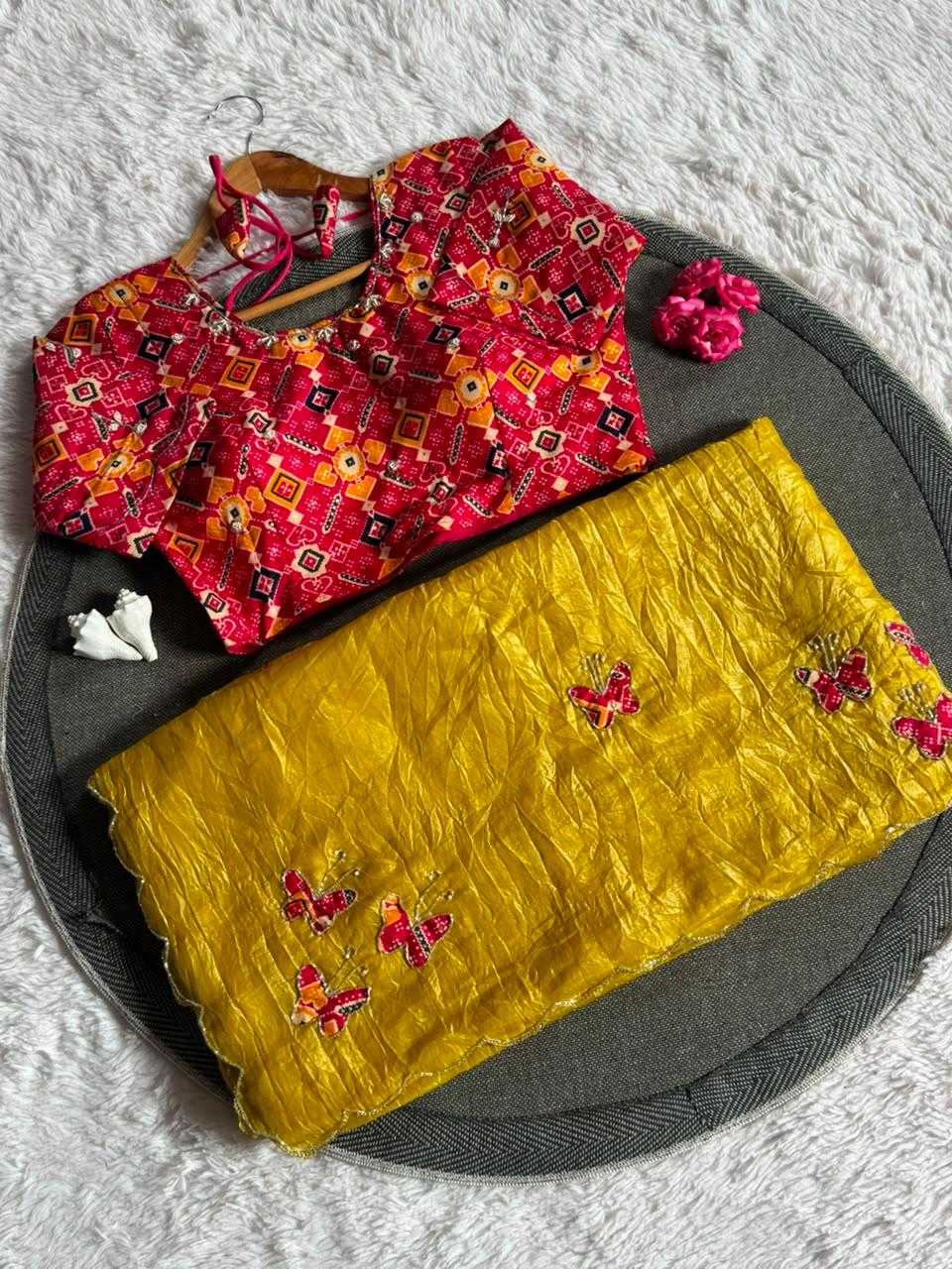 YNF Wholesale Soft Gold Crush Hand Work Sarees  | Surat Manufacturer