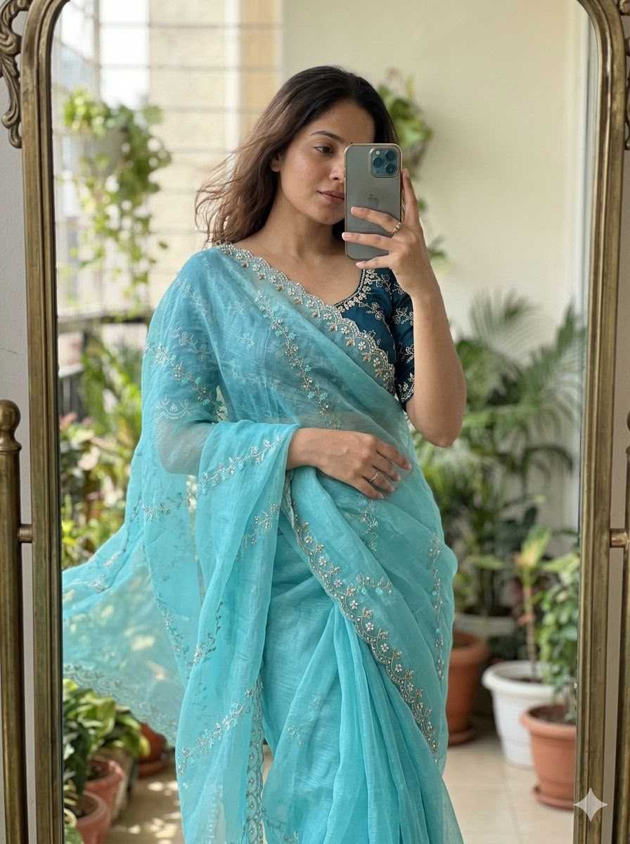 YNF Wholesale Chinon Embroidered Sarees  | Surat Manufacturer