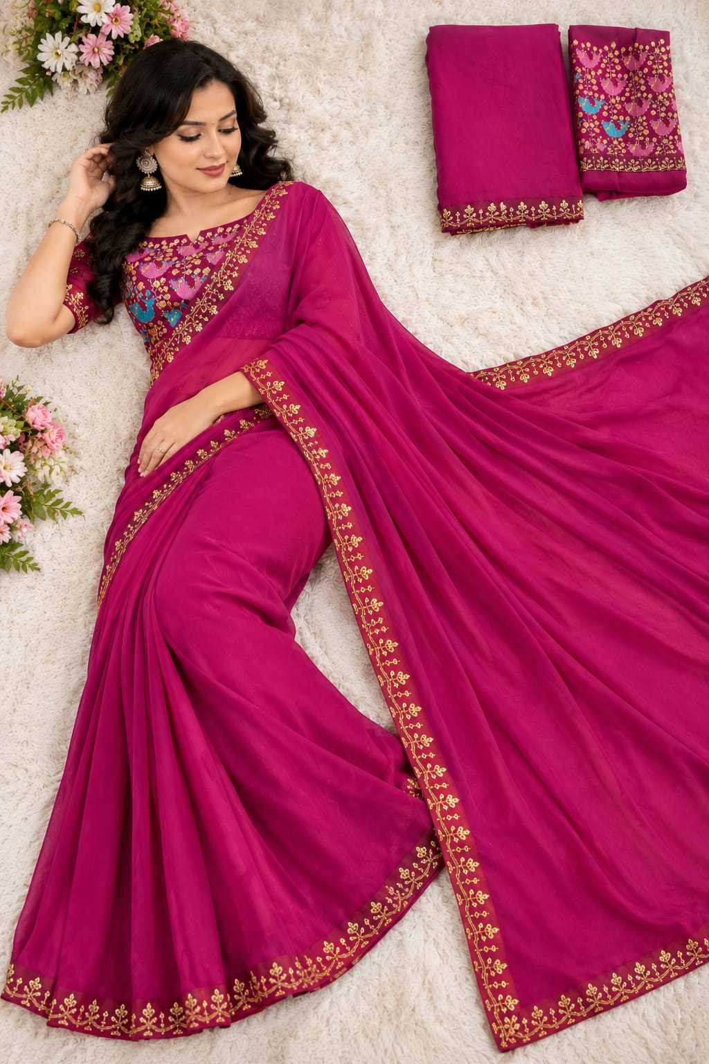 YNF Wholesale Premium Georgette Designer Sarees KESH731 Trisha | Surat Manufacturer