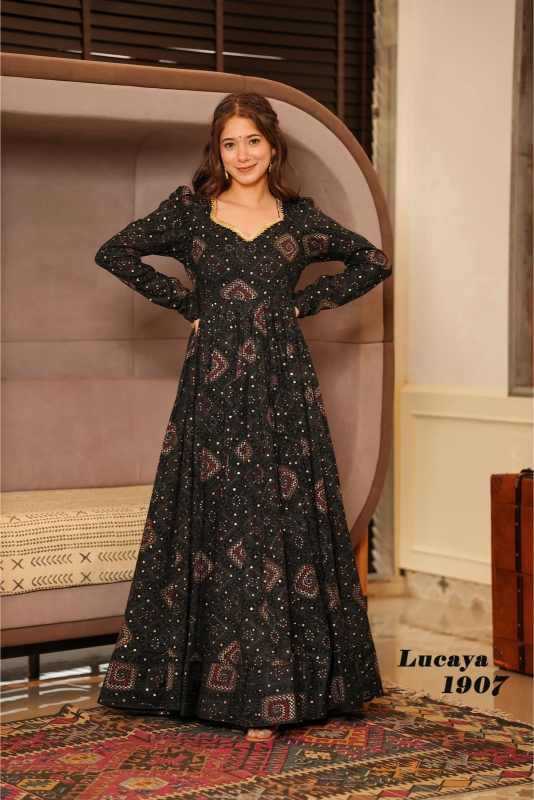 YNF Wholesale Heavy Rayon Printed Gowns KESH744 19 | Surat Manufacturer