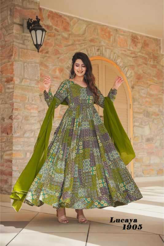 YNF Wholesale Heavy Rayon Printed Gowns KESH744 19 | Surat Manufacturer