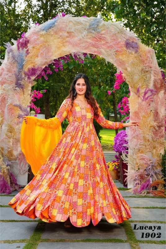 YNF Wholesale Heavy Rayon Printed Gowns KESH744 19 | Surat Manufacturer