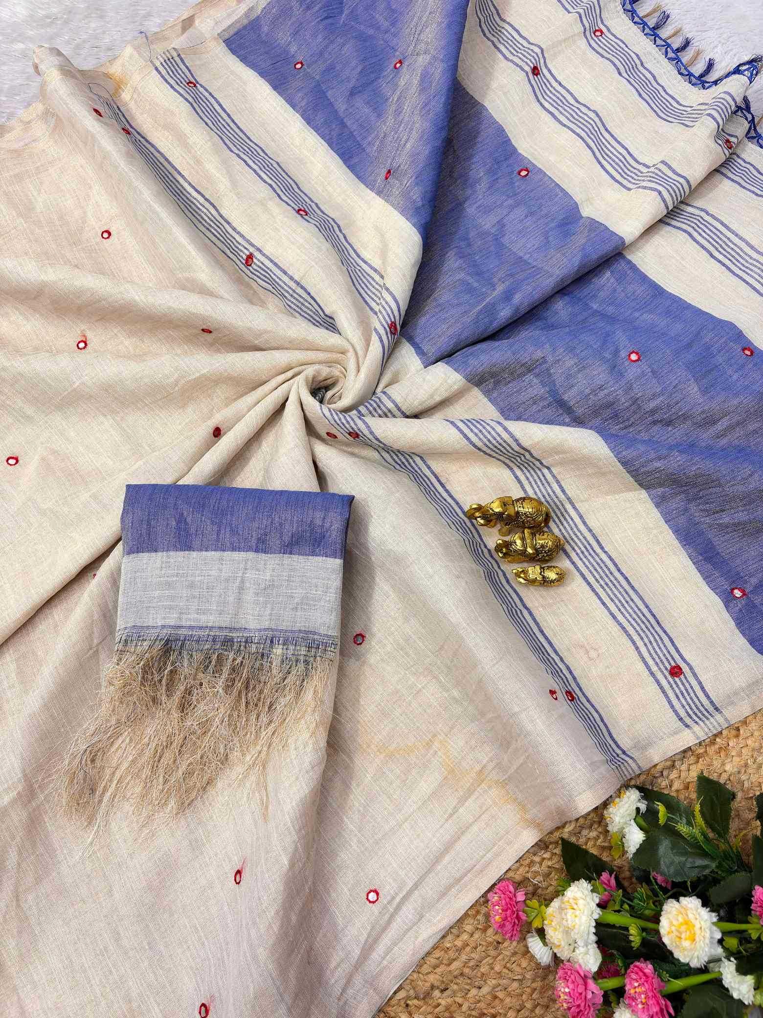 YNF Wholesale Linen Mirror Work Saree  | Surat Manufacturer