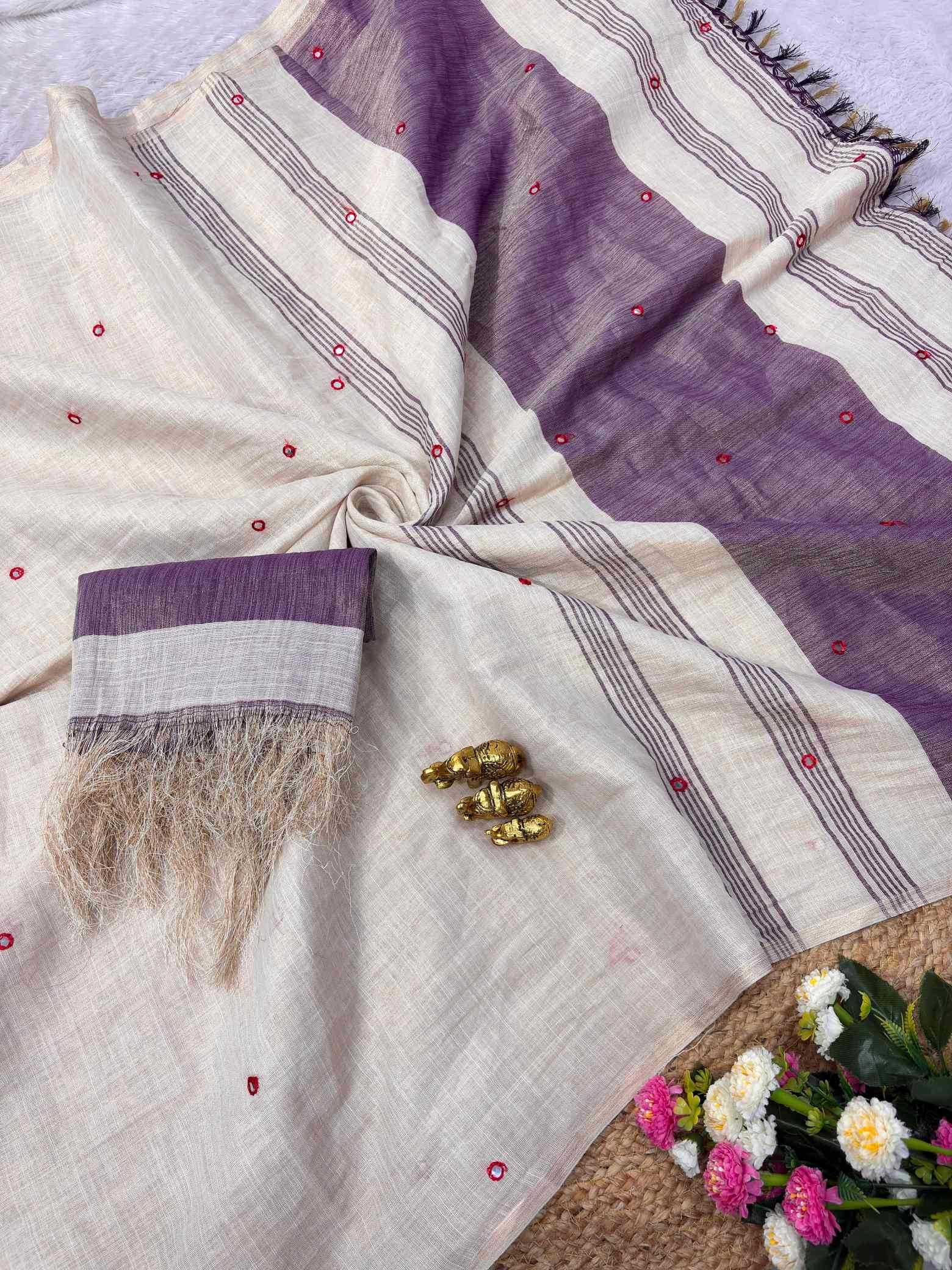 YNF Wholesale Linen Mirror Work Saree  | Surat Manufacturer