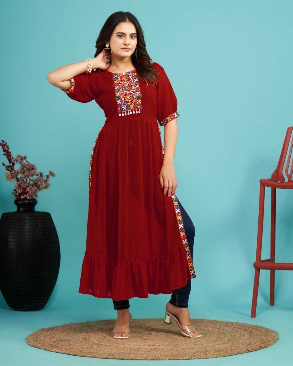 YNF Wholesale Faux Georgette Party Wear Kurtis  | Surat Manufacturer