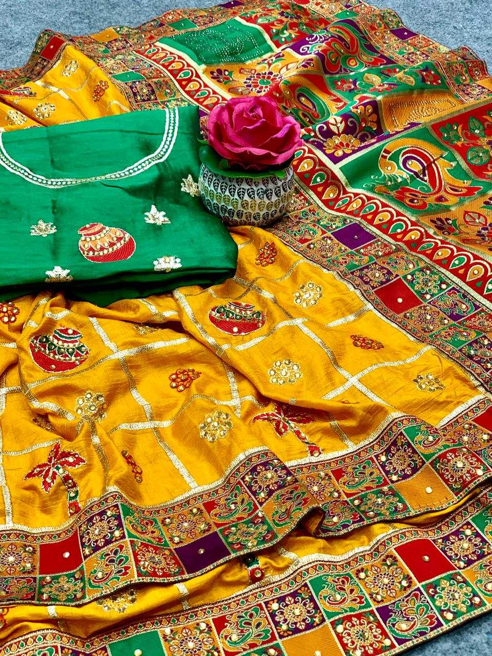 YNF Wholesale Dola Silk Embroidered Sarees  | Surat Manufacturer