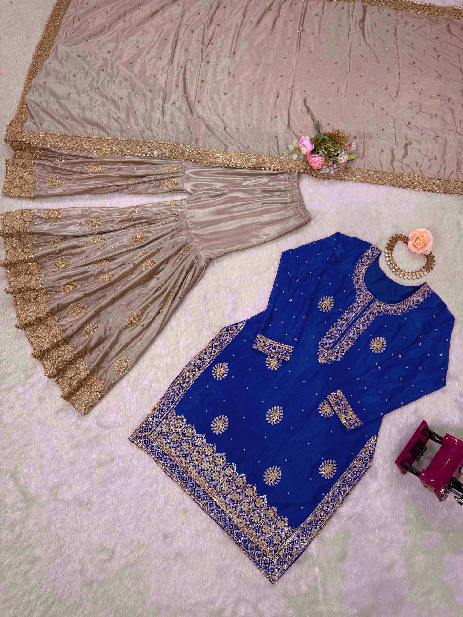 YNF Wholesale Chinon Silk Sharara Salwar Suits  | Surat Manufacturer