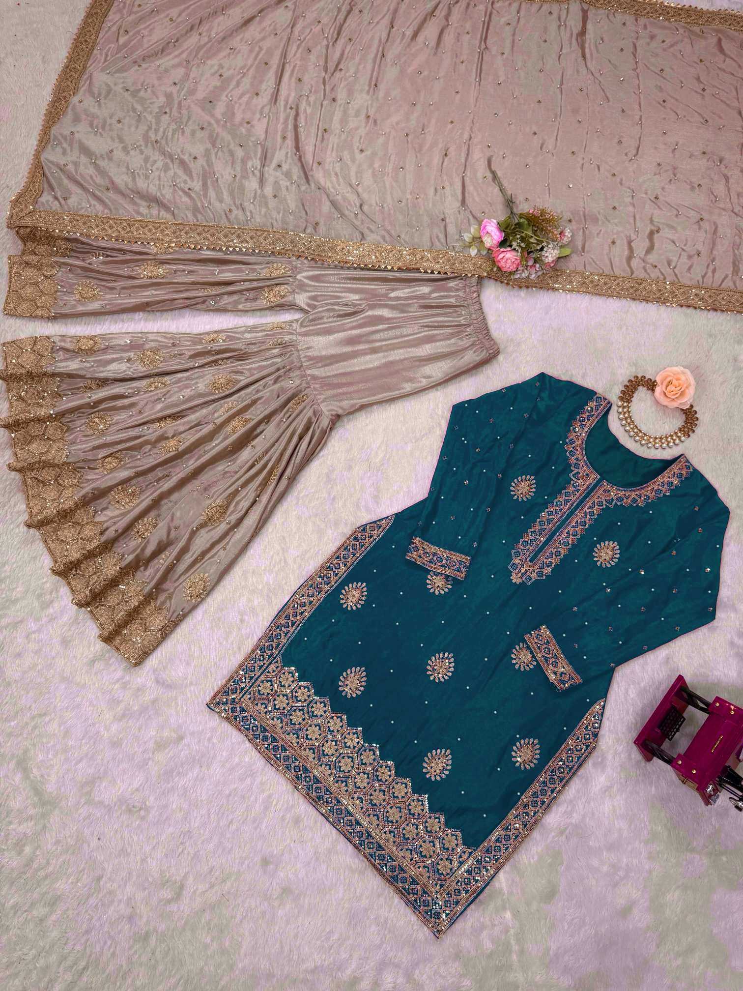 YNF Wholesale Chinon Silk Sharara Salwar Suits  | Surat Manufacturer