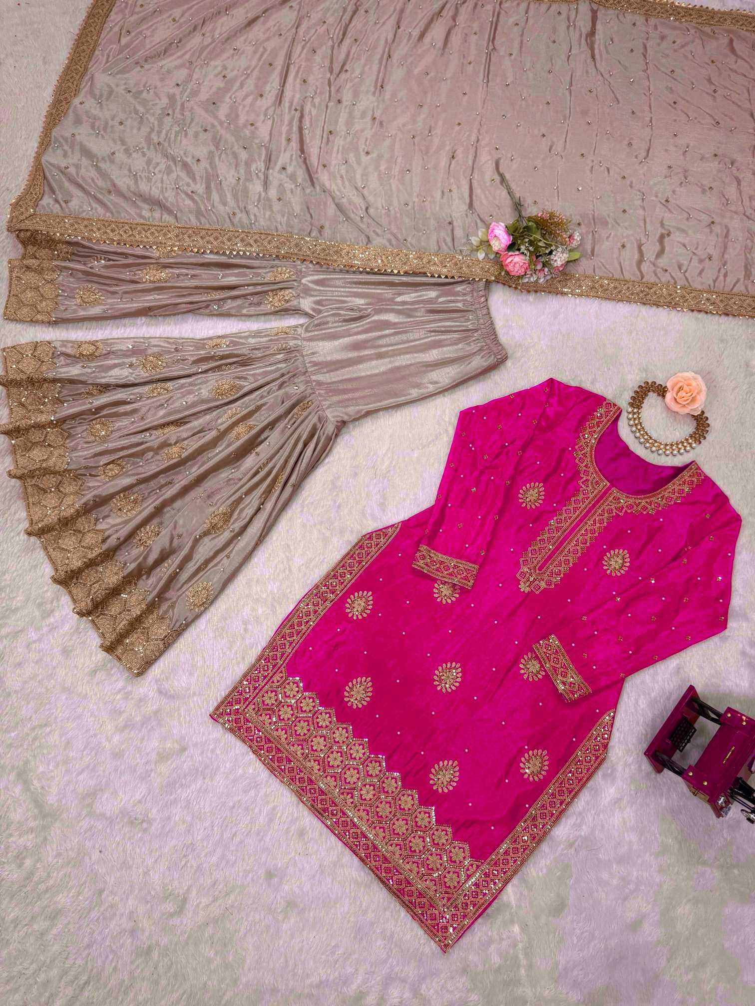YNF Wholesale Chinon Silk Sharara Salwar Suits  | Surat Manufacturer