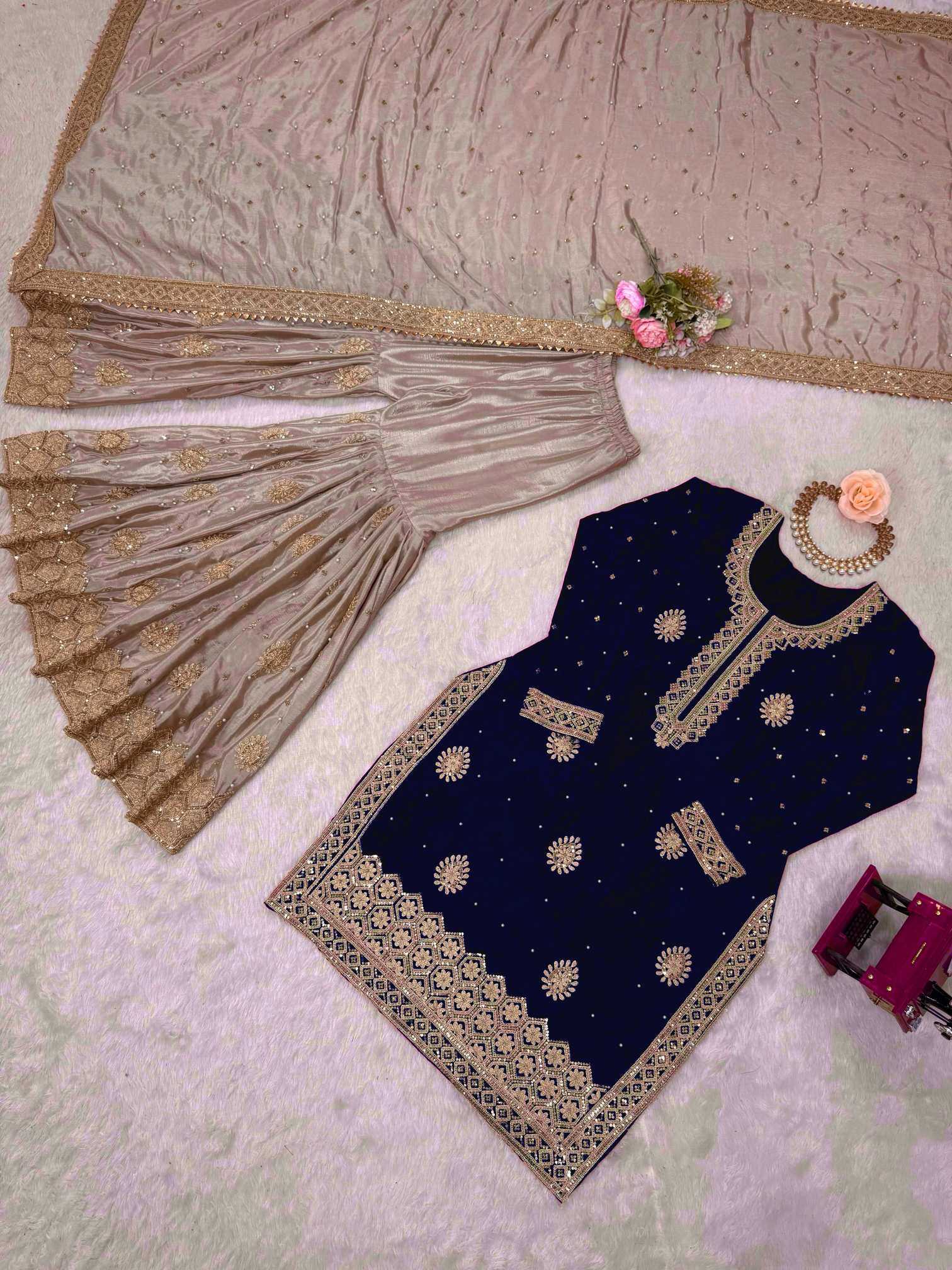 YNF Wholesale Chinon Silk Sharara Salwar Suits  | Surat Manufacturer
